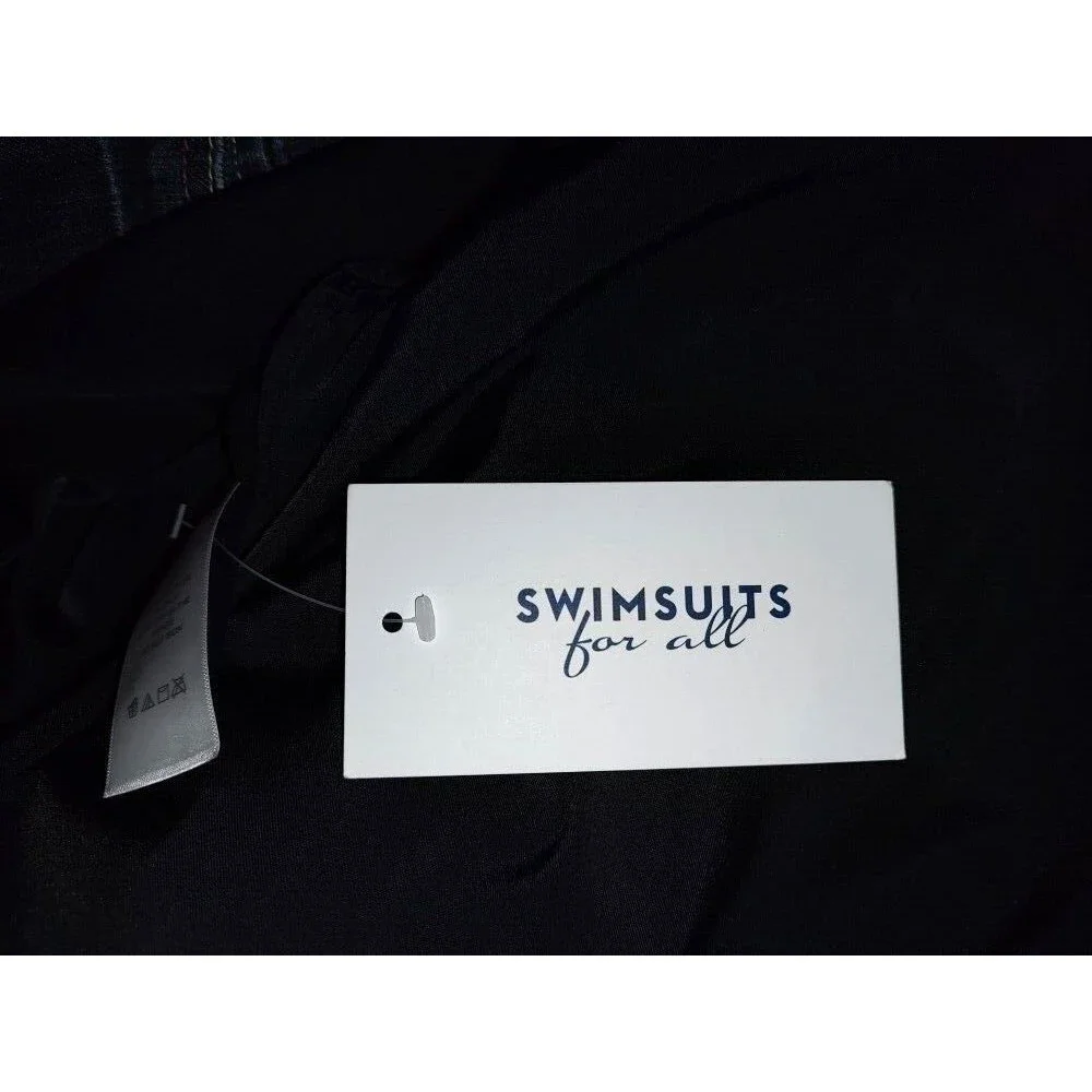 New with tag Women Swimsuits for All Black One Piece Swim Dress w Briefs Size 22